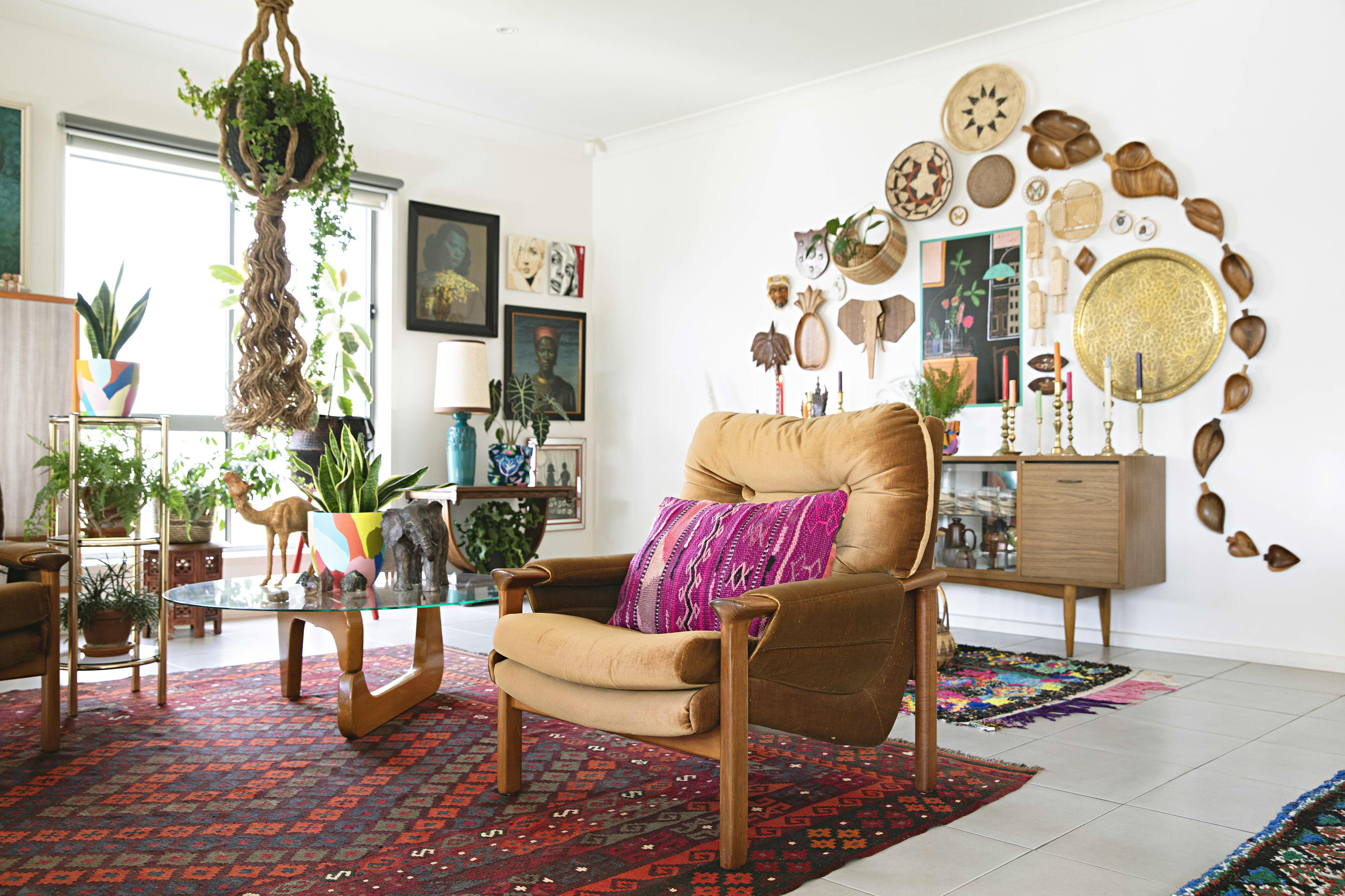 boho maximalist living room